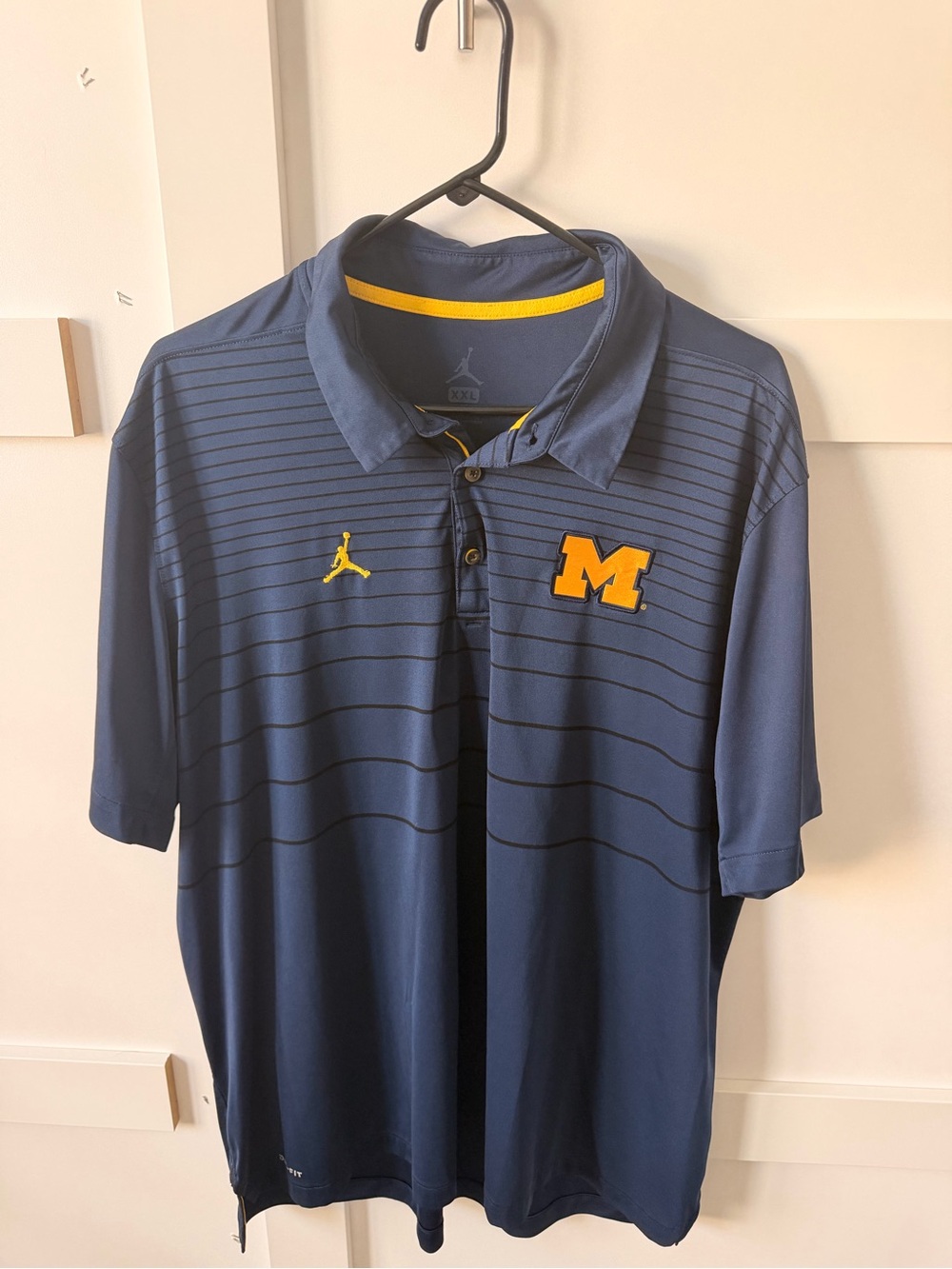 Jordan Navy Polo with Yellow Michigan 'M' and Jumpman